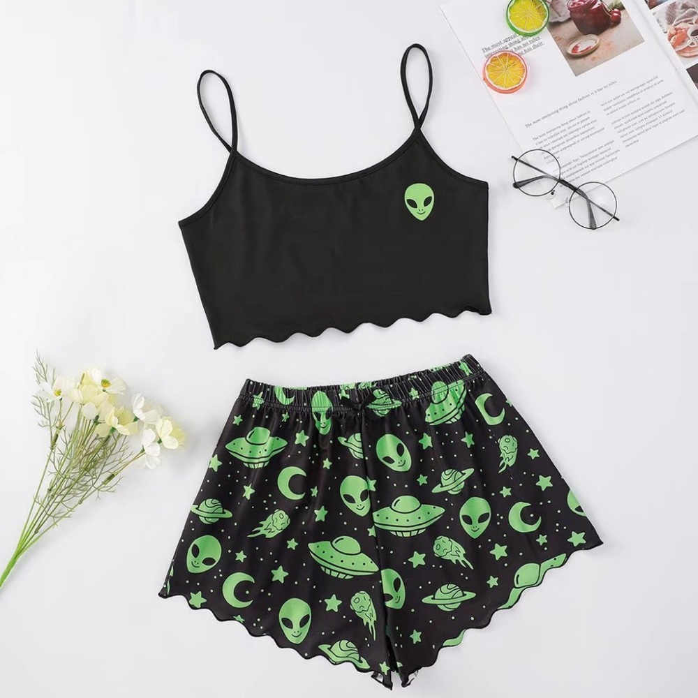 Women PJS Set Cami Sleepwear Rayon Lingerie VNeck with Shorts Loungewear